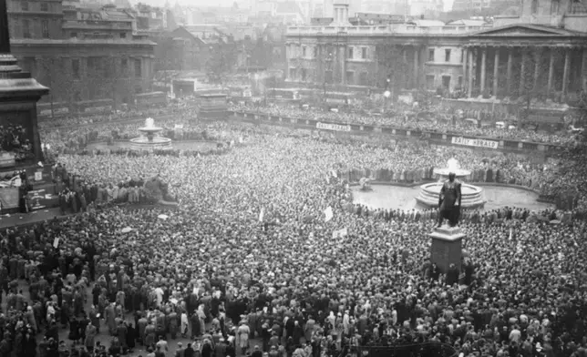 FILE - A huge crowd fills Trafalgar Square in London, as Britain's Labor Party held a rally in protest against Prime Minister Eden's government's handling of the Suez Canal crisis, Nov. 4, 1956. (AP Photo, File)