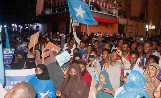 People protest against Israel’s recognition of the self-declared Republic of Somaliland in Mogadishu, Somalia, Thursday, Jan. 8, 2026. (AP Photo/Farah Abdi Warsameh)