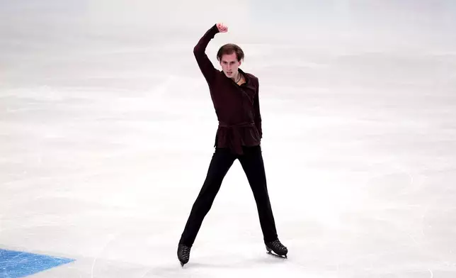 Georgia's Nika Egadze competes during the Men's Short Program on day two of the ISU European Figure Skating Championships in Sheffield, Thursday, Wednesday, Jan. 15, 2026. (Mike Egerton/PA via AP)