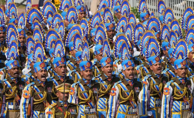 Indian Para-military force soldiers march during the Republic Day parade celebrations in New Delhi, India, Monday, Jan. 26, 2026. (AP Photo/Manish Swarup)