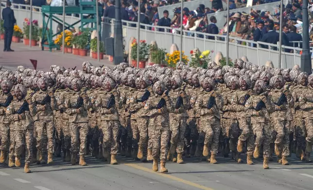 Indian army commandos march during the Republic Day parade celebrations in New Delhi, India, Monday, Jan. 26, 2026. (AP Photo/Manish Swarup)