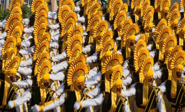 Indian Para-military force soldiers march during the Republic Day parade celebrations in New Delhi, India, Monday, Jan. 26, 2026. (AP Photo/Manish Swarup)