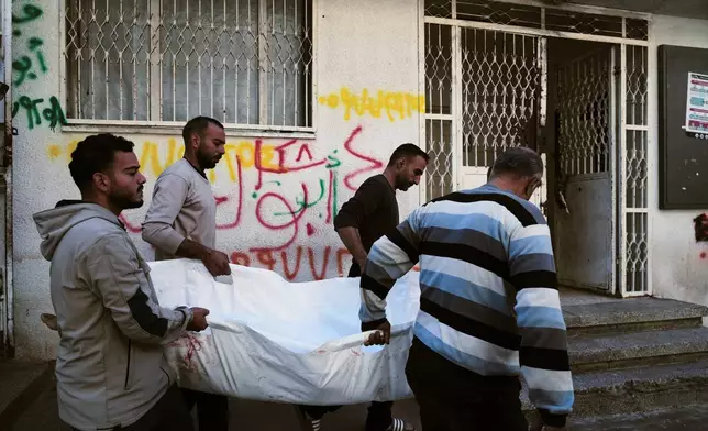 The body of 11-year-old Palestinian girl Hamsa Hosou, killed by Israeli fire in Jabalia, is brought to Shifa Hospital in Gaza City Thursday, Jan. 8, 2026. (AP Photo/Jehad Alshrafi)