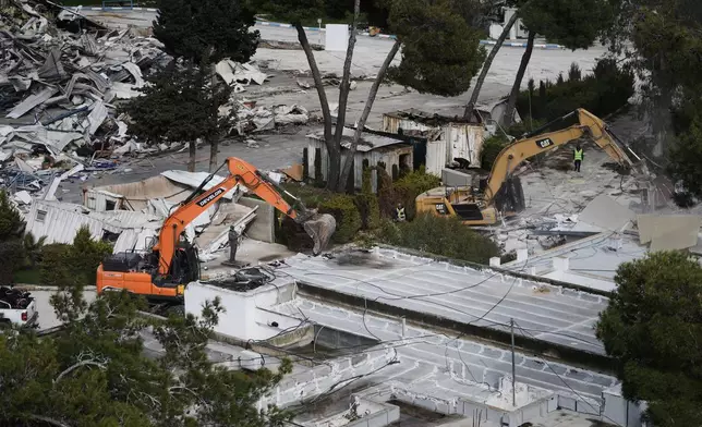 Israeli bulldozers demolish a UNRWA compound, belonging to the U.N. agency that assists Palestinian refugees, in east Jerusalem Tuesday, Jan. 20, 2026. (AP Photo/Mahmoud Illean)