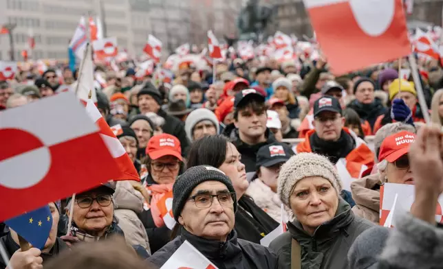 People march during a pro- Greenlanders demonstration, in Copenhagen, Denmark, Saturday, Jan. 17, 2026. (Emil Helms/Ritzau Scanpix via AP)
