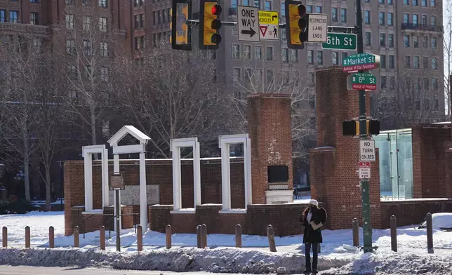 Shown is the President's House Site where explanatory panels that were part of an exhibit on slavery were removed, in Philadelphia, Friday, Jan. 30, 2026. (AP Photo/Matt Rourke)