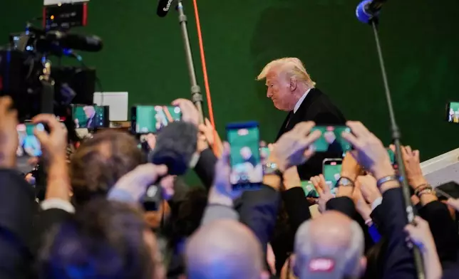 US President Donald Trump attends the Annual Meeting of the World Economic Forum in Davos, Switzerland, Thursday, Jan. 22, 2026. (AP Photo/Markus Schreiber)