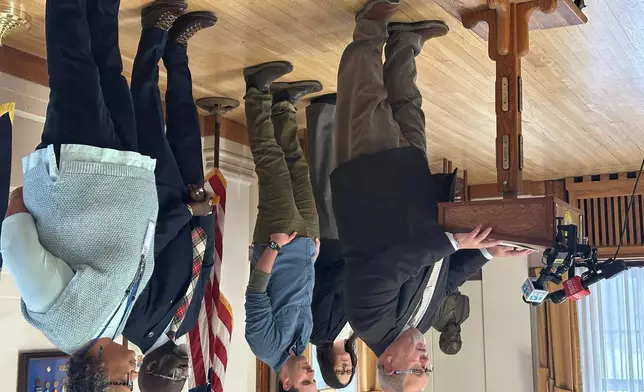 Mayor Mark Dion speaks at a news conference about ICE activity Wednesday, Jan. 21, 2026, in Portland, Maine. (AP Photo/Patrick Whittle)