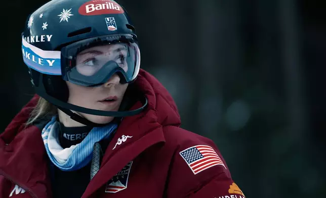 United States' Mikaela Shiffrin inspects the course ahead of an alpine ski, women's World Cup slalom, in Kranjska Gora, Slovenia, Sunday, Jan. 4, 2026. (AP Photo/Gabriele Facciotti)