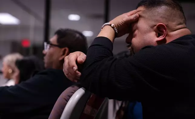 Javier Cazares listens to testimony during the 10th day of the trial of former Uvalde school district police officer Adrian Gonzales at the Nueces County Courthouse in Corpus Christi, Texas, Tuesday, Jan. 20, 2026. Cazares is the father of Robb Elementary shooting victim Jackie Cazares, one of the 19 children killed by an 18-year-old gunman. (Sam Owens/The San Antonio Express-News via AP, Pool)