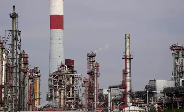 A view of Petroleum Industry of Serbia (NIS) oil refinery in Pancevo, Serbia, Thursday, Oct. 9, 2025. (AP Photo/Darko Vojinovic)