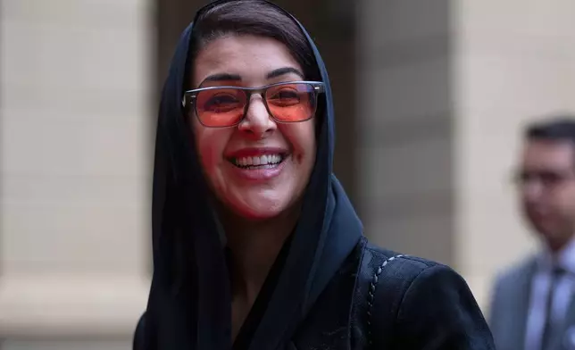 FILE - The UAE's Minister of State for International Cooperation Reem Al Hashimy arrives for the BRICS foreign ministers' meeting at Itamaraty Palace in Rio de Janeiro, Tuesday, April 29, 2025. (AP Photo/Bruna Prado, File)