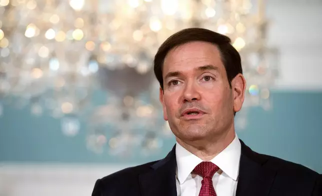 FILE - Secretary of State Marco Rubio makes a statement to reporters while meeting with Armenian Foreign Minister Ararat Mirzoyan at the State Department in Washington, Tuesday, Jan. 13, 2026. (AP Photo/Cliff Owen, File)