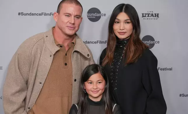 Channing Tatum, from left, Mason Reeves, and Gemma Chan attend the premiere of "Josephine" during the Sundance Film Festival on Friday, Jan. 23, 2026, at Eccles Center in Park City, Utah. (AP Photo/Chris Pizzello)