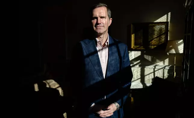 Kentucky Gov. Andy Beshear poses for a portrait after an interview, Monday, Jan. 12, 2026, in Frankfort, Ky. (AP Photo/Jon Cherry)