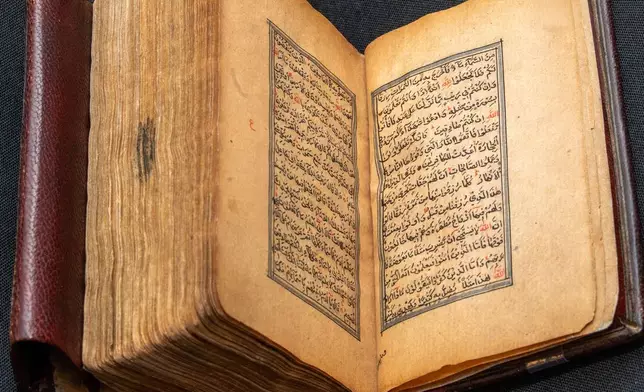 This photo provided by The New York Public Library shows the Schomburg Quran on Dec. 16, 2025 in New York. (Jonathan Blanc/The New York Public Library via AP)