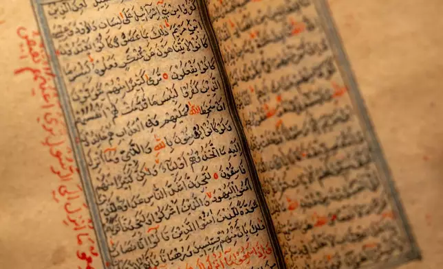This photo provided by The New York Public Library shows the Schomburg Quran on Dec. 16, 2025 in New York. (Jonathan Blanc/The New York Public Library via AP)