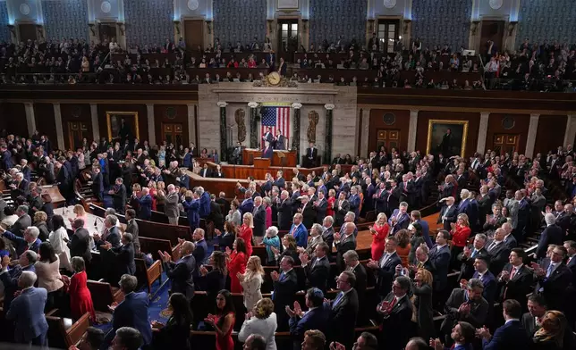 President Donald Trump delivers the State of the Union address to a joint session of Congress in the House chamber at the U.S. Capitol in Washington, Tuesday, Feb. 24, 2026. (AP Photo/Matt Rourke)