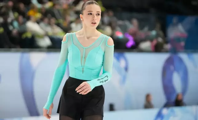 Russian figure skater Kamila Valieva competes at the Russian Jumping Championships in Moscow, Saturday, Jan. 31, 2026. (AP Photo/Pavel Bednyakov)