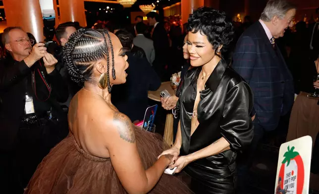 Hannah Beachler, left, and Teyana Taylor attend the 98th Academy Awards Oscar nominees luncheon on Tuesday, Feb. 10, 2026, at the Beverly Hilton Hotel in Beverly Hills, Calif. (Photo by Caroline Brehman/Invision/AP)
