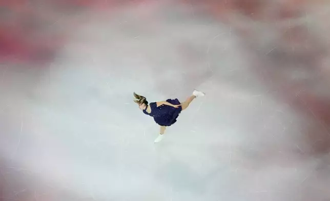 Alysa Liu of the United States performs during an exhibition gala at the 2026 Winter Olympics, in Milan, Italy, Saturday, Feb. 21, 2026. (AP Photo/Christophe Ena)