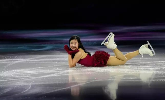 Ami Nakai of Japan performs during the figure skating exhibition at the 2026 Winter Olympics, in Milan, Italy, Saturday, Feb. 21, 2026. (AP Photo/Ashley Landis)