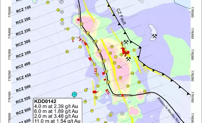 Figure 1: Road Cut Zone Drill Hole Locations and Simplified Geology