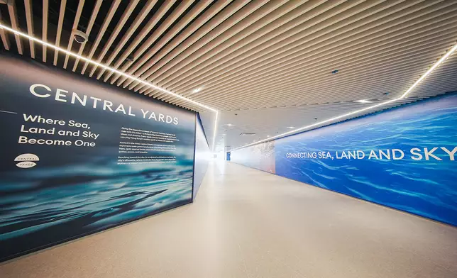 The new temporary pedestrian passageway at Central Yards connecting ifc mall and the Central Terminal Building