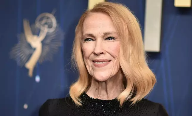 FILE - Catherine O'Hara arrives at the 77th Primetime Emmy Awards in Los Angeles on Sept. 14, 2025. (Photo by Richard Shotwell/Invision/AP, File)