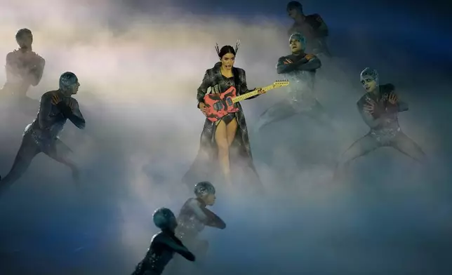 Singer Joan Thiele performs during the closing ceremony of the 2026 Winter Olympics, in Verona, Italy, Sunday, Feb. 22, 2026. (AP Photo/Ashley Landis)