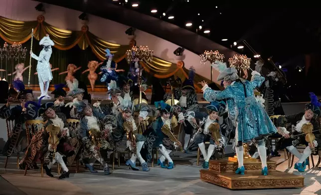 Performers participate in the closing ceremony of the 2026 Winter Olympics, in Verona, Italy, Sunday, Feb. 22, 2026. (AP Photo/Natacha Pisarenko)