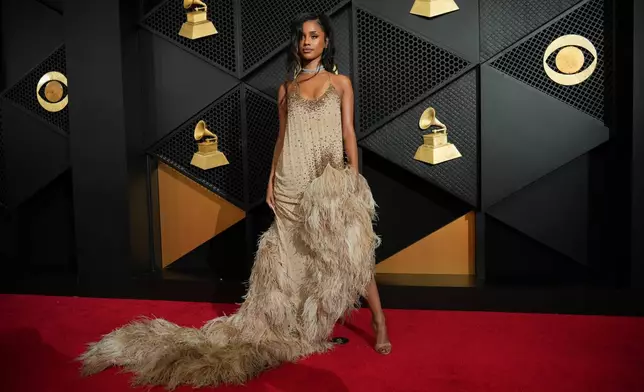 Tyla arrives at the 68th annual Grammy Awards on Sunday, Feb. 1, 2026, in Los Angeles. (Photo by Jordan Strauss/Invision/AP)