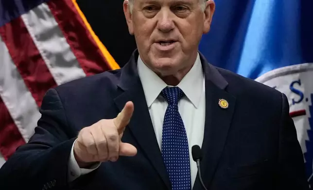 White House border czar Tom Homan holds a news conference at the Bishop Whipple Federal building on Thursday, Jan. 29, 2026 in Minneapolis. (AP Photo/Julia Demaree Nikhinson)