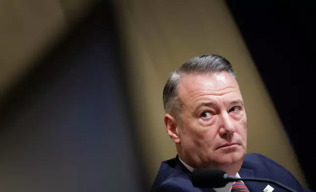 Todd Lyons, acting director of the U.S. Immigration and Customs Enforcement (ICE) testifies during a House Committee on Homeland Security oversight hearing of the Department of Homeland Security: ICE CBP and USCIS, on Capitol Hill, Tuesday, Feb. 10, 2026, in Washington. (AP Photo/Tom Brenner)