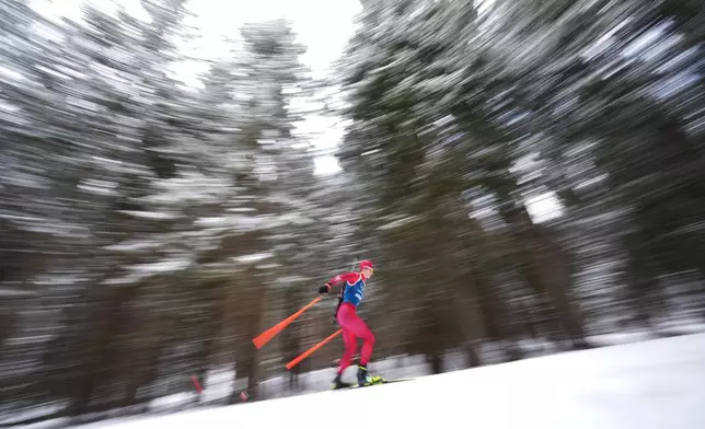 Matthias Riebli, of Switzerland, participates in a biathlon training session at the 2026 Winter Olympics in Anterselva, Italy, Feb. 16, 2026. (AP Photo/Andrew Medichini, File)