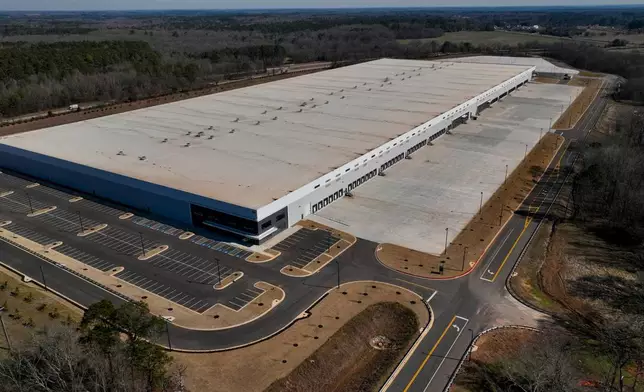 A newly built warehouse is seen on Friday, Feb. 6, 2026, in Social Circle, Ga., where officials are concerned about U.S. Immigrations and Customs Enforcement's plans connected to a $45-billion expansion of immigrant detention centers. (AP Photo/Mike Stewart)