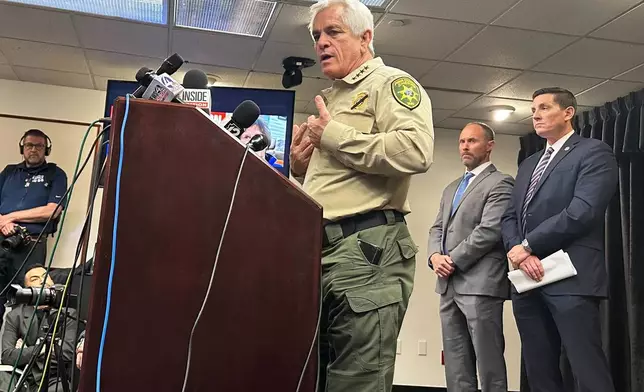 Pima County Sheriff Chris Nanos updates media on the disappearance of Nancy Guthrie, the 84-year-old mother of "Today" host Savannah Guthrie, in Tucson, Ariz., on Thursday, Feb. 5, 2026. (AP Photo/Sejal Govindarao)