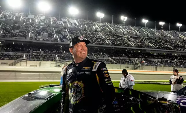 Kyle Busch, (8) prepars during the first of two NASCAR Daytona 500 qualifying auto races at Daytona International Speedway, Thursday, Feb. 12, 2026, in Daytona Beach, Fla. (AP Photo/Mike Stewart)