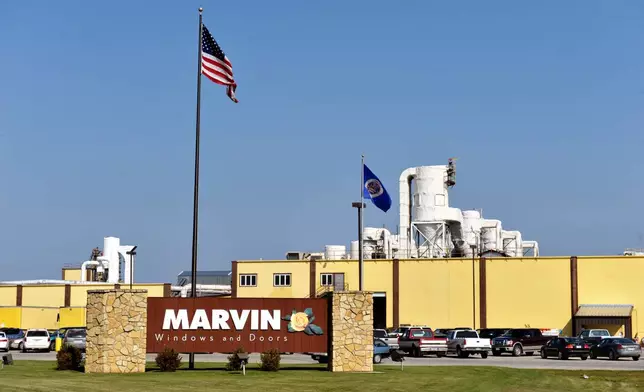 FILE - This Sept. 16, 2009 photo shows the outside of Marvin Windows and Doors manufacturing in Warroad, Minn. (Glen Stubbe/Star Tribune via AP, File)