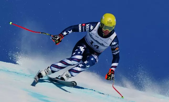 United States' Ryan Cochran Siegle speeds down the course during an alpine ski, men's World Cup downhill, in Crans Montana, Switzerland, Sunday, Feb. 1, 2026. (AP Photo/Pier Marco Tacca)