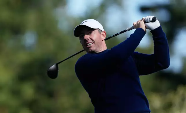 Rory McIlroy, from Northern Ireland, hits from the 17th tee at Spyglass Hill Golf Course during the first round of the AT&amp;T Pebble Beach Pro-Am golf tournament in Pebble Beach, Calif., Thursday, Feb. 12, 2026. (AP Photo/Godofredo A. Vásquez)