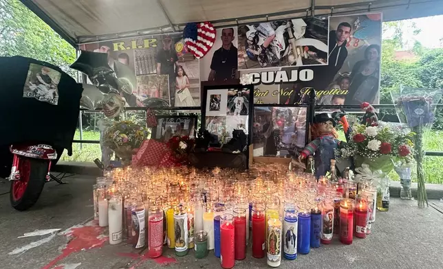 FILE - A memorial for Eric Duprey is seen in the Bronx borough of New York, Aug. 25, 2023. (AP Photo/Jake Offenhartz, File)