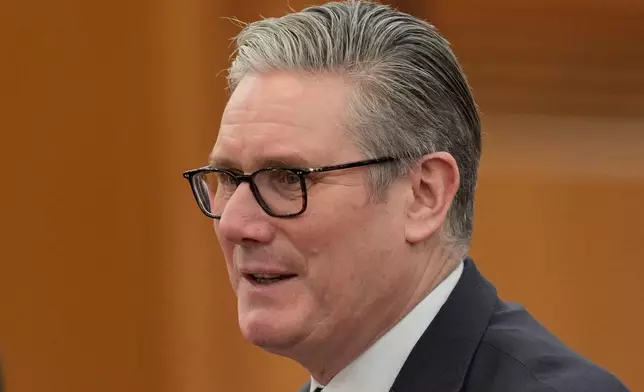 Britain's Prime Minister Keir Starmer speaks during a meeting with Chinese President Xi Jinping at the Great Hall of the People in Beijing Thursday, Jan. 29, 2026. (AP Photo/Vincent Thian, Pool)