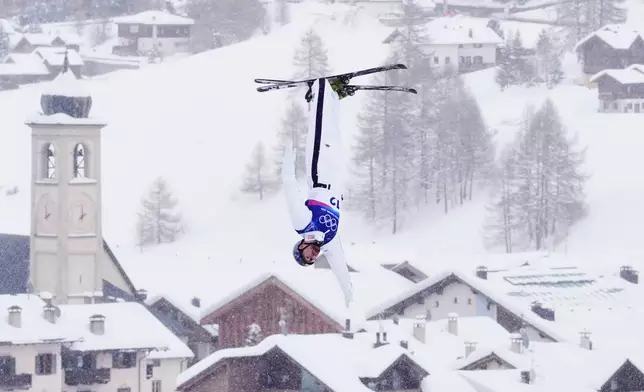 United States' Christopher Lillis competes during the men's freestyle skiing aerials finals at the 2026 Winter Olympics, in Livigno, Italy, Friday, Feb. 20, 2026. (AP Photo/Lindsey Wasson)