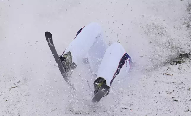 United States' Christopher Lillis competes during the men's freestyle skiing aerials finals at the 2026 Winter Olympics, in Livigno, Italy, Friday, Feb. 20, 2026. (AP Photo/Abbie Parr)