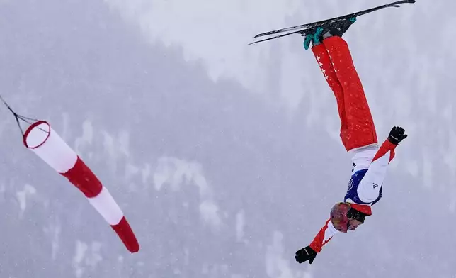 Switzerland's Pirmin Werner competes during the men's freestyle skiing aerials qualifications at the 2026 Winter Olympics, in Livigno, Italy, Friday, Feb. 20, 2026. (AP Photo/Abbie Parr)