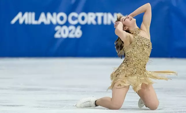Alysa Liu of the United States competes during the women's figure skating free program at the 2026 Winter Olympics, in Milan, Italy, Thursday, Feb. 19, 2026. (AP Photo/Natacha Pisarenko)