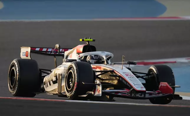 Haas driver Oliver Bearman of Britain steers his car during a Formula One pre-season test at the Bahrain International Circuit in Sakhir, Bahrain, Thursday, Feb. 12, 2026. (AP Photo/Altaf Qadri)