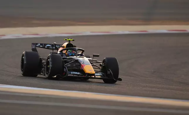 Red Bull driver Isack Hadjar of France steers his car during a Formula One pre-season test at the Bahrain International Circuit in Sakhir, Bahrain, Thursday, Feb. 12, 2026. (AP Photo/Altaf Qadri)