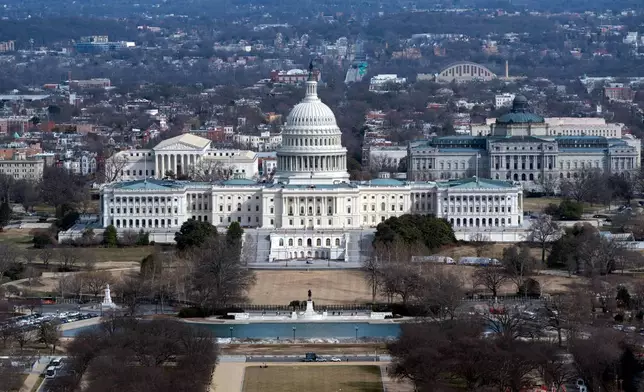 The U.S. Capitol is seen, Tuesday, Feb. 24, 2026, in Washington, ahead of President Donald Trump State of the Union. (AP Photo/Jose Luis Magana)